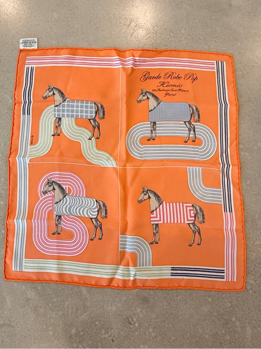 Hermes Garden Rope Pop Detail Scarf 45 Super Rare color! Apricot
